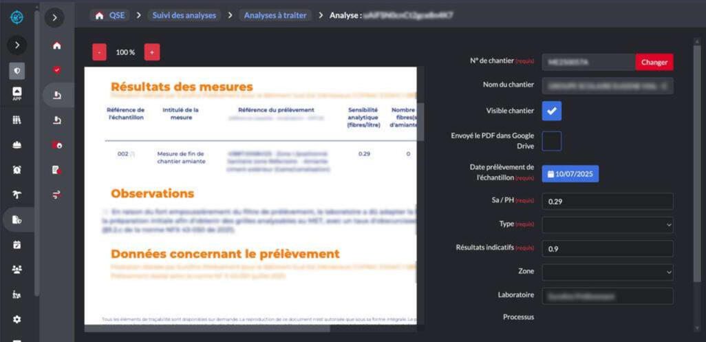 Gestion des analyses